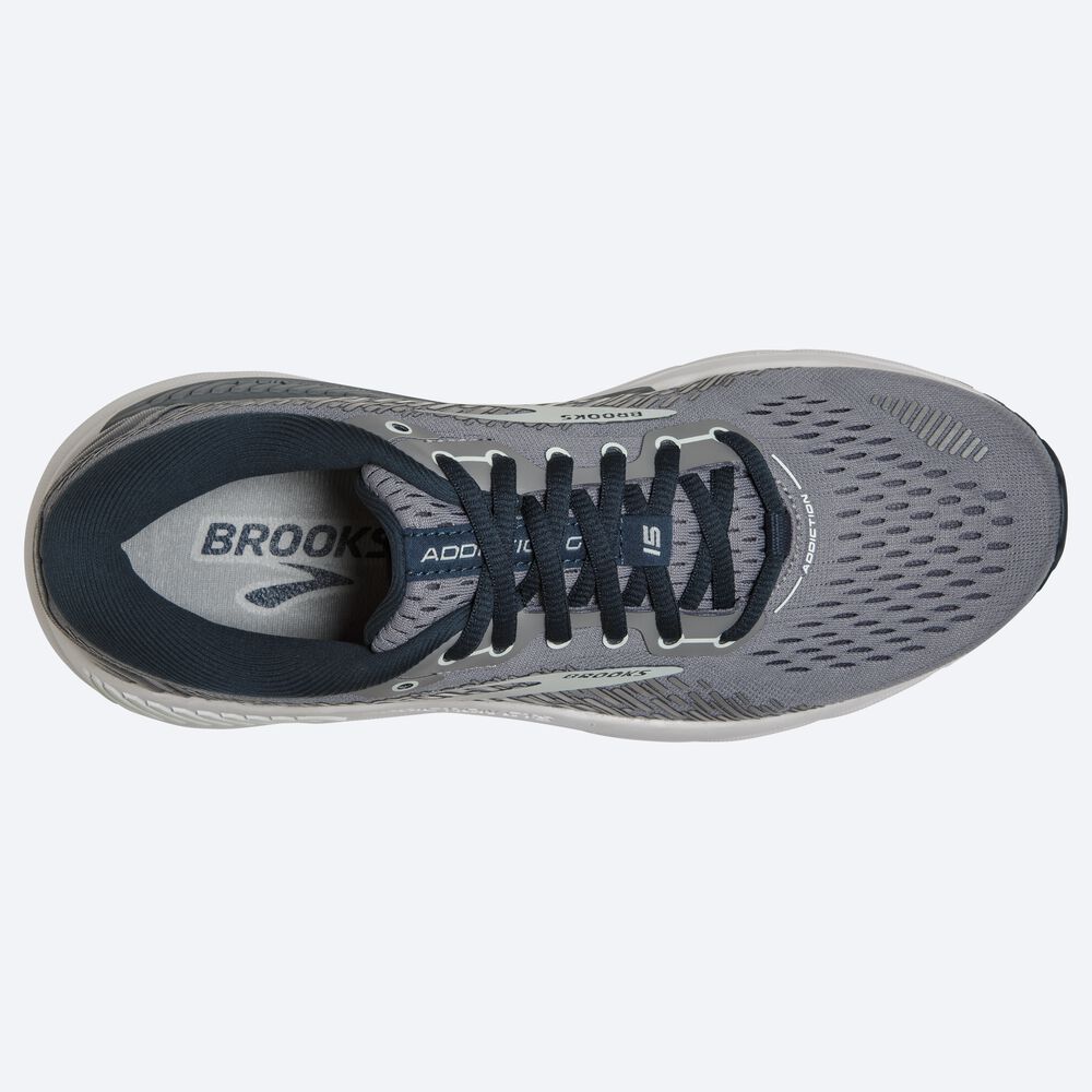 Zapatillas Running Brooks Addiction GTS 15 Mujer Gris/Azul Marino/Turquesa Claro | NAI395046