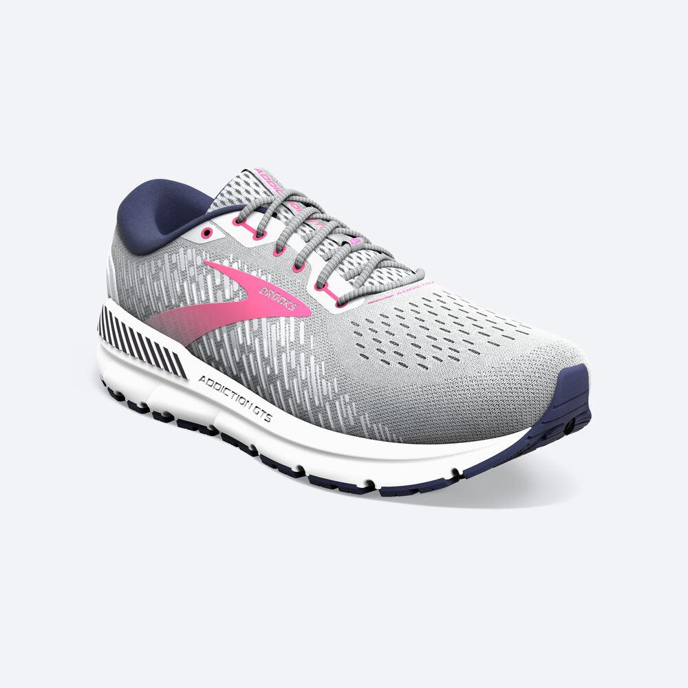 Zapatillas Running Brooks Addiction GTS 15 Mujer Gris/Azul Marino/Rosas | UPY583196