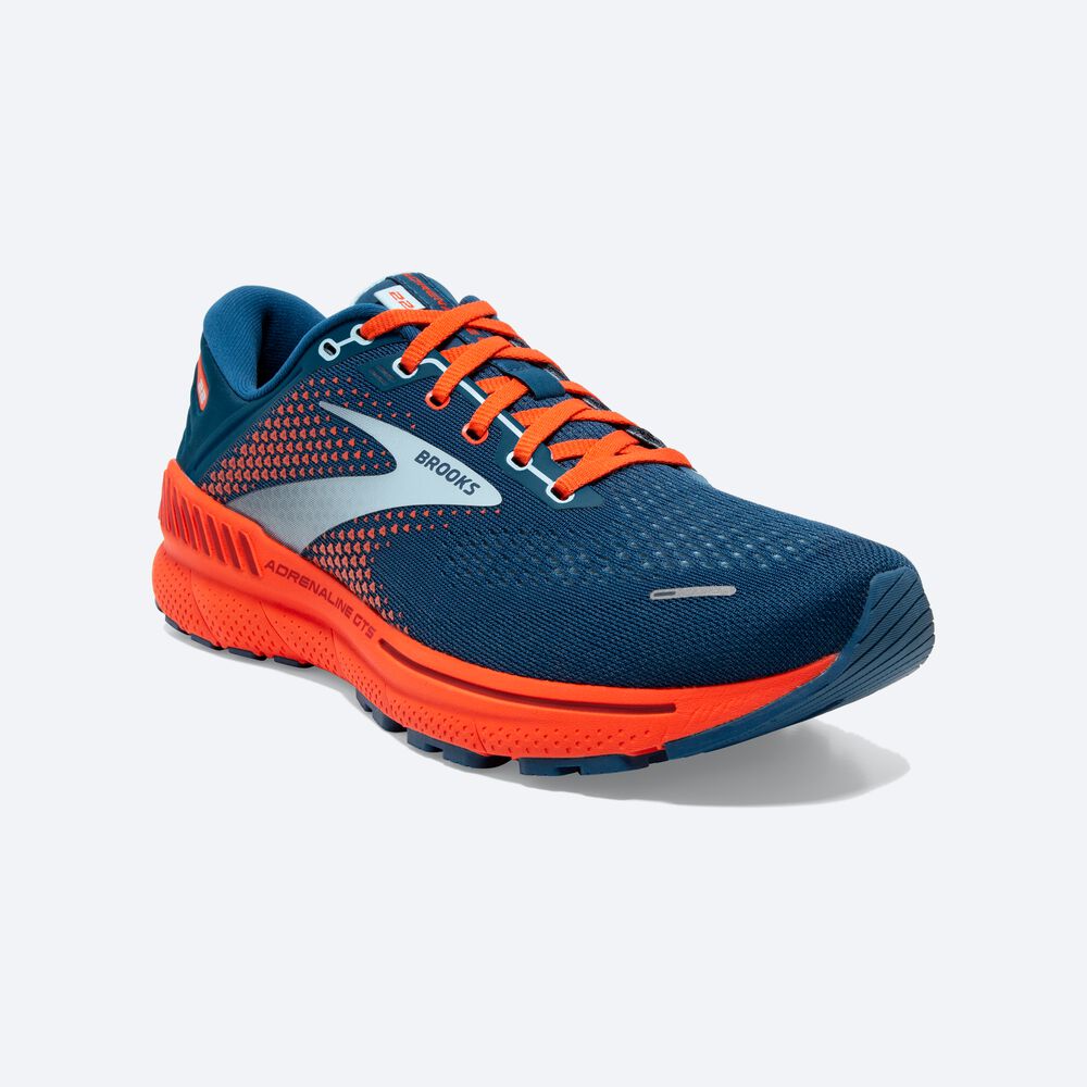 Zapatillas Running Brooks Adrenaline GTS 22 Hombre Azules/Azules Claro/Naranjas | QVJ863150