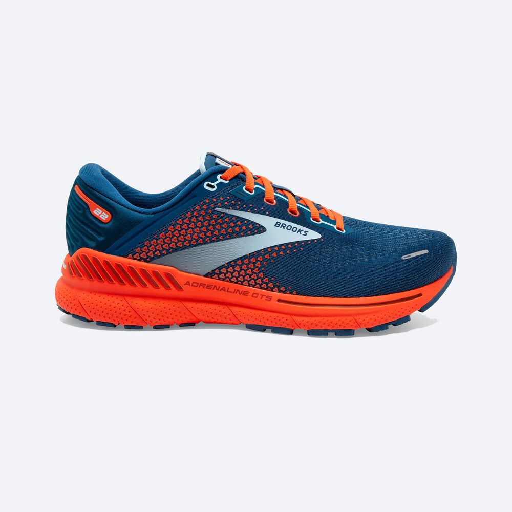 Zapatillas Running Brooks Adrenaline GTS 22 Hombre Azules/Azules Claro/Naranjas | QVJ863150