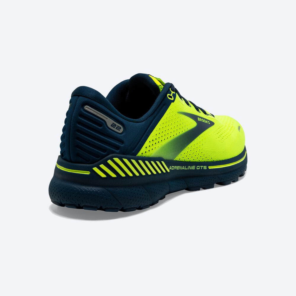 Zapatillas Running Brooks Adrenaline GTS 22 Hombre Amarillo/Azul Marino | QZK894756