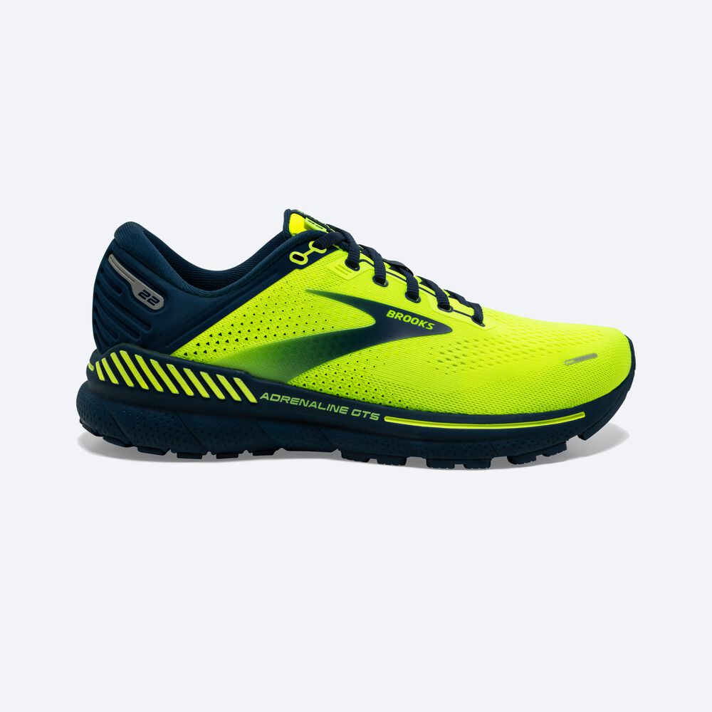 Zapatillas Running Brooks Adrenaline GTS 22 Hombre Amarillo/Azul Marino | QZK894756