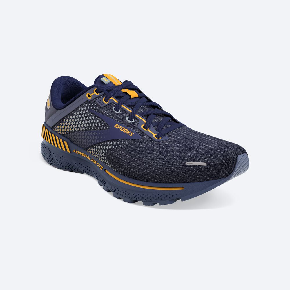 Zapatillas Running Brooks Adrenaline GTS 22 Hombre Azul Marino/Gris/Naranjas Flores | ZNJ958061