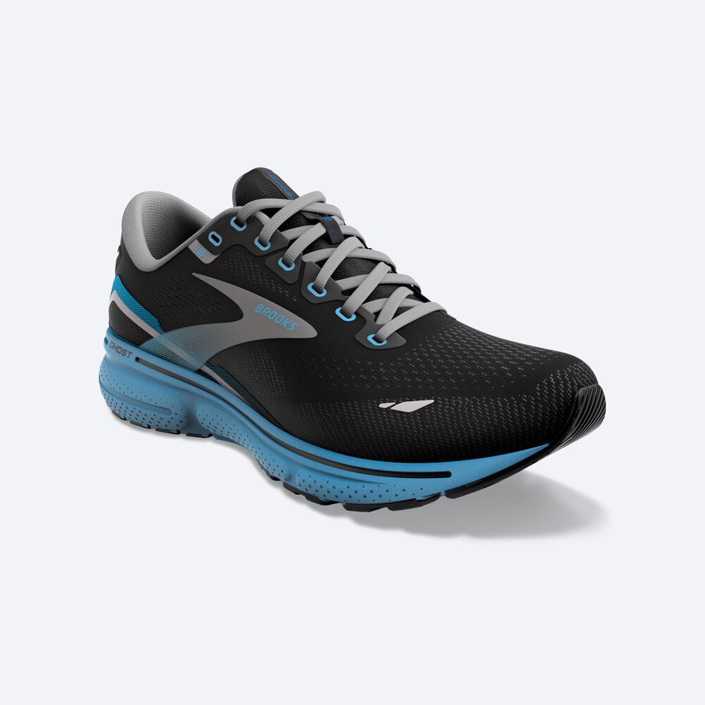 Zapatillas Running Brooks Ghost 15 Hombre Negras/Azules | KZU563490