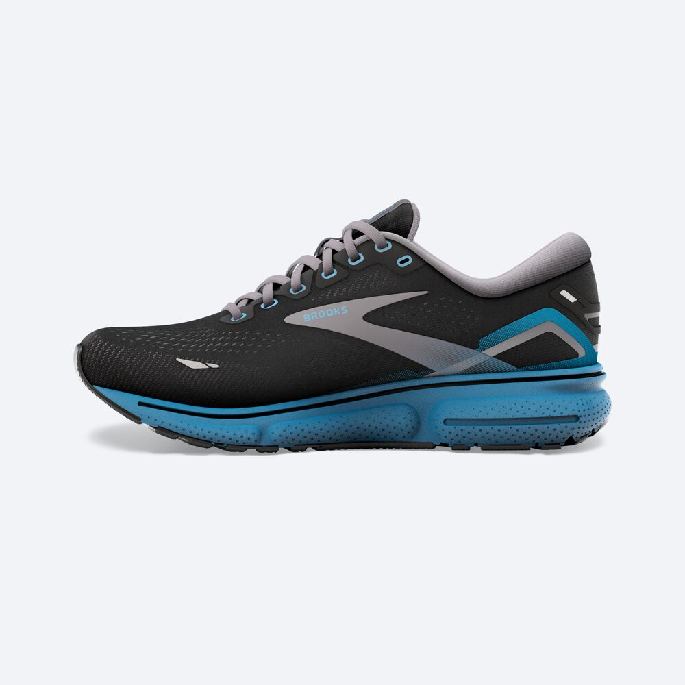 Zapatillas Running Brooks Ghost 15 Hombre Negras/Azules | KZU563490