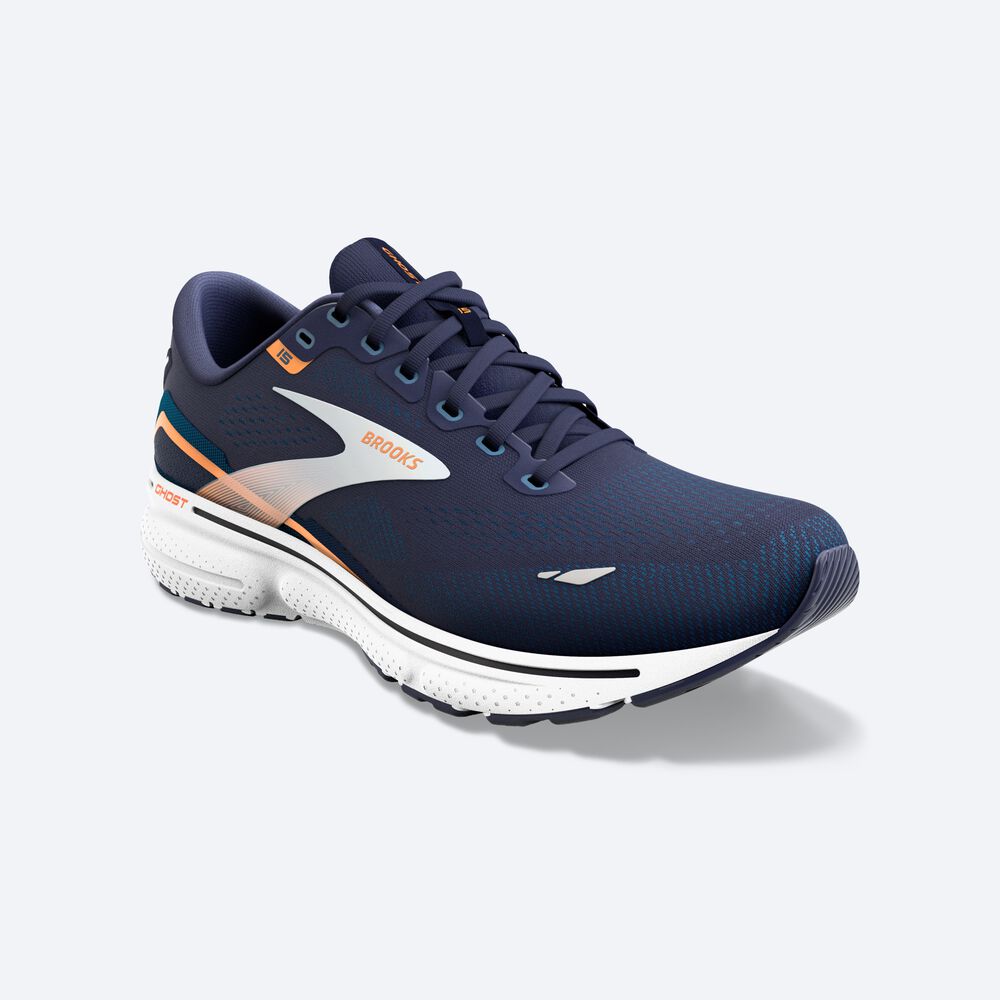 Zapatillas Running Brooks Ghost 15 Hombre Azul Marino/Azules/Naranjas | OWN097614