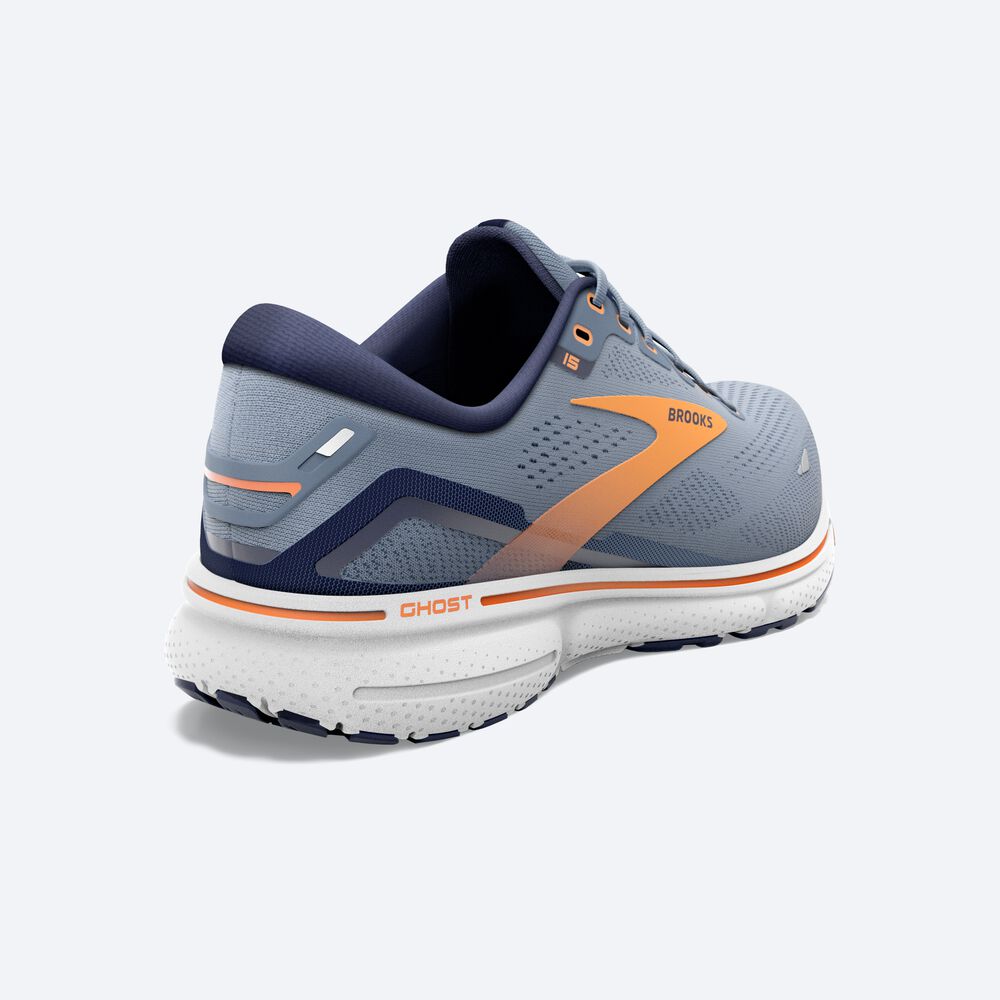 Zapatillas Running Brooks Ghost 15 Hombre Gris/Azul Marino/Naranjas | WLT063174