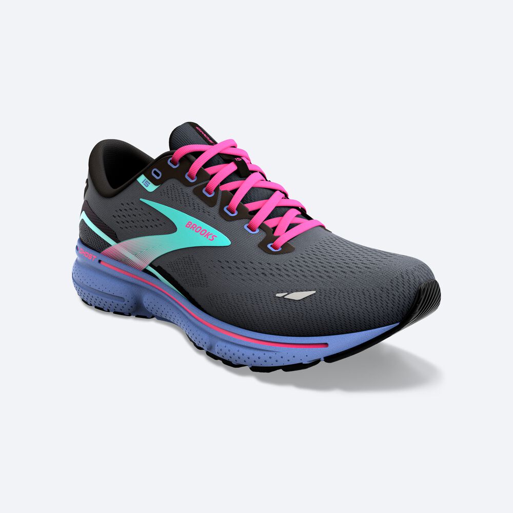 Zapatillas Running Brooks Ghost 15 Mujer Negras/Azules | WBE192706