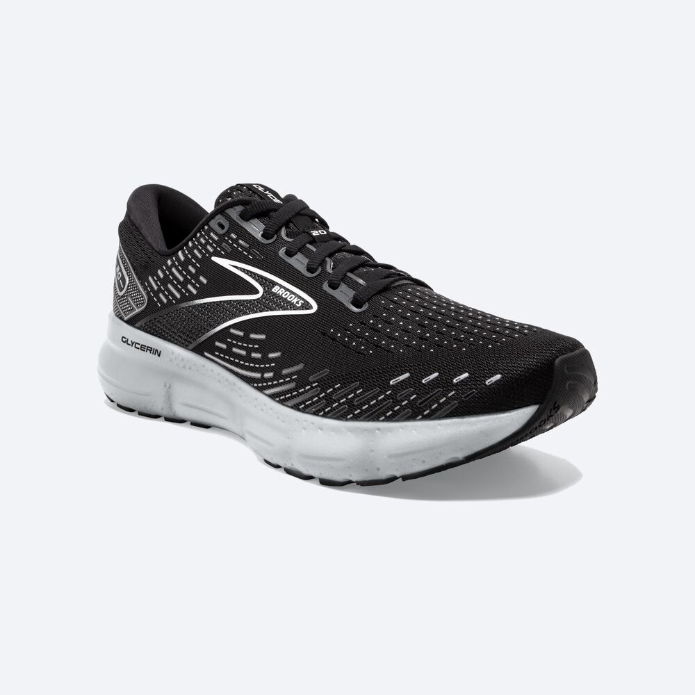 Zapatillas Running Brooks Glycerin 20 Hombre Negras/Blancas | EWO154628