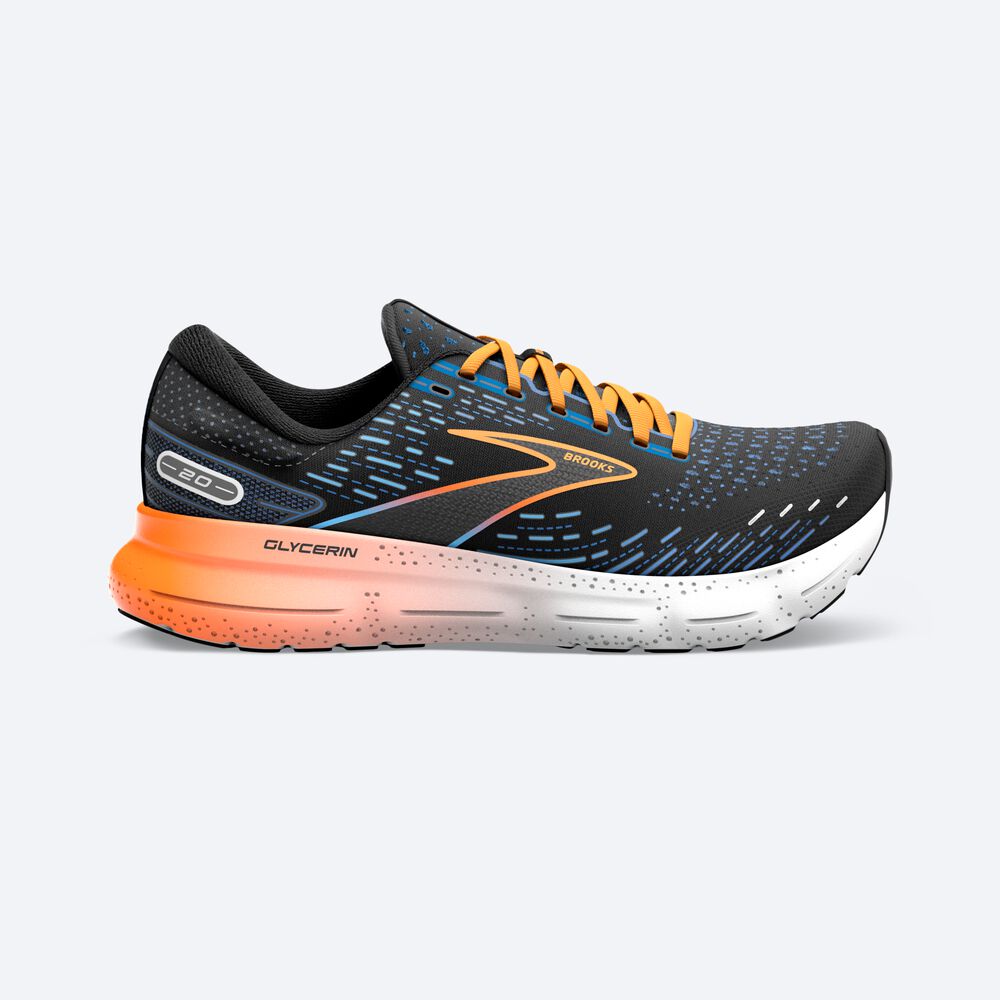 Zapatillas Running Brooks Glycerin 20 Hombre Negras/Azules/Naranjas | HDR736852