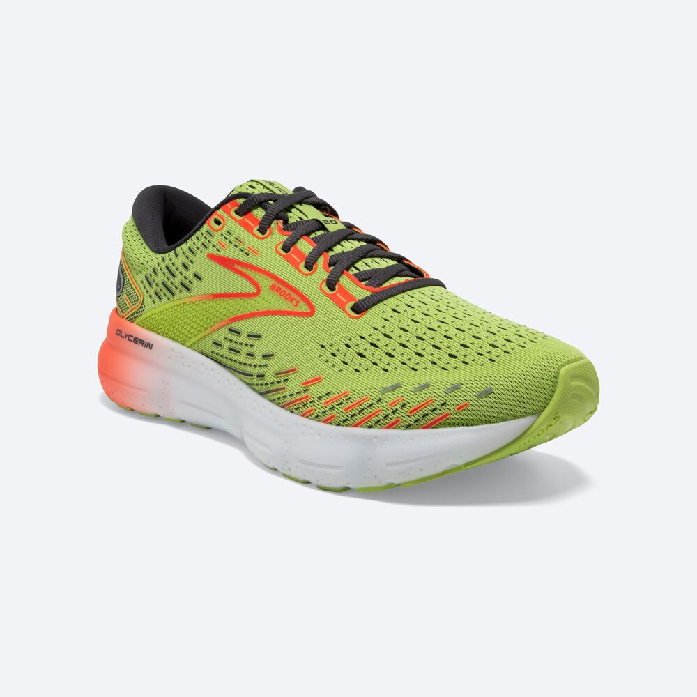 Zapatillas Running Brooks Glycerin 20 Hombre Verde Claro/Rojas | VUR327016