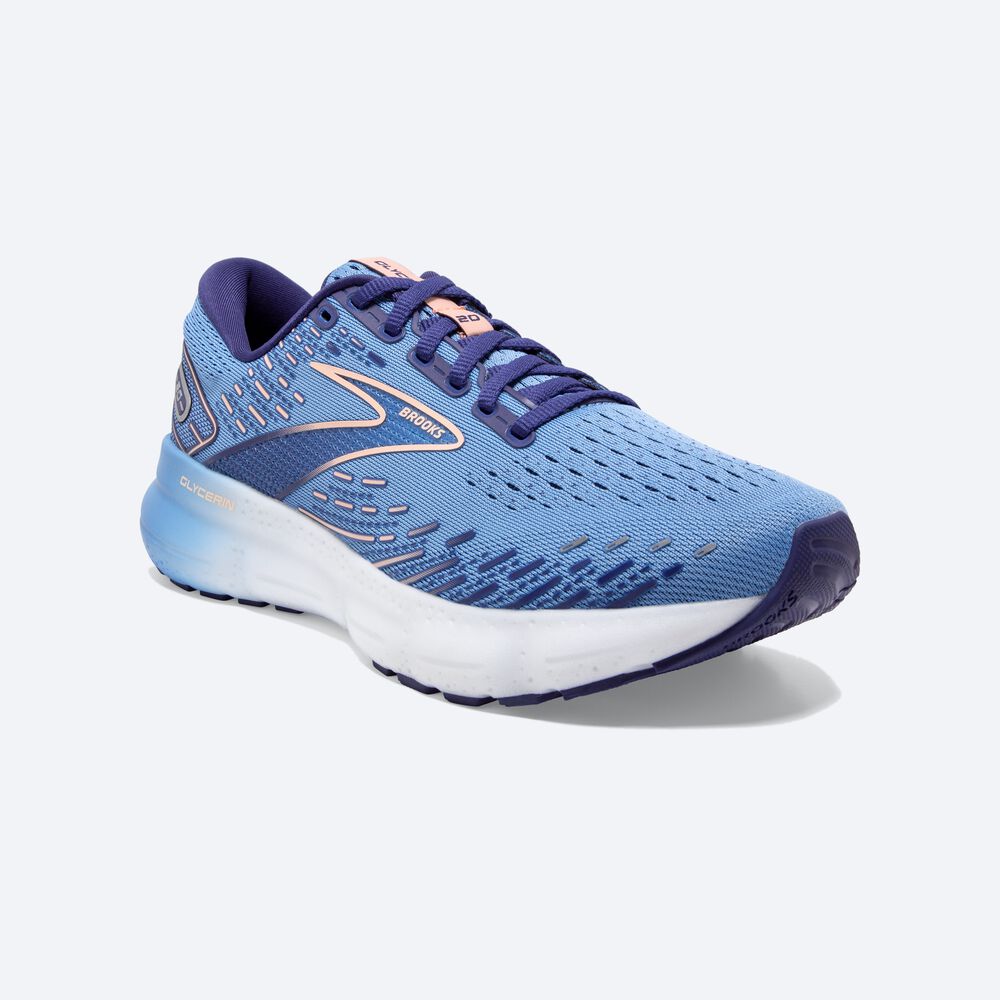 Zapatillas Running Brooks Glycerin 20 Mujer Azules/Blancas | DBK685720