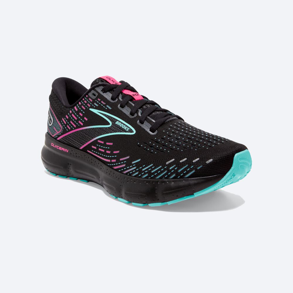 Zapatillas Running Brooks Glycerin 20 Mujer Negras/Azules/Claro Rosas | SHO432985