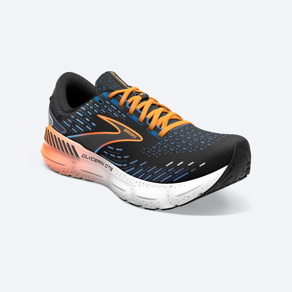 Zapatillas Running Brooks Glycerin GTS 20 Hombre Negras/Azules/Naranjas | ETV350189