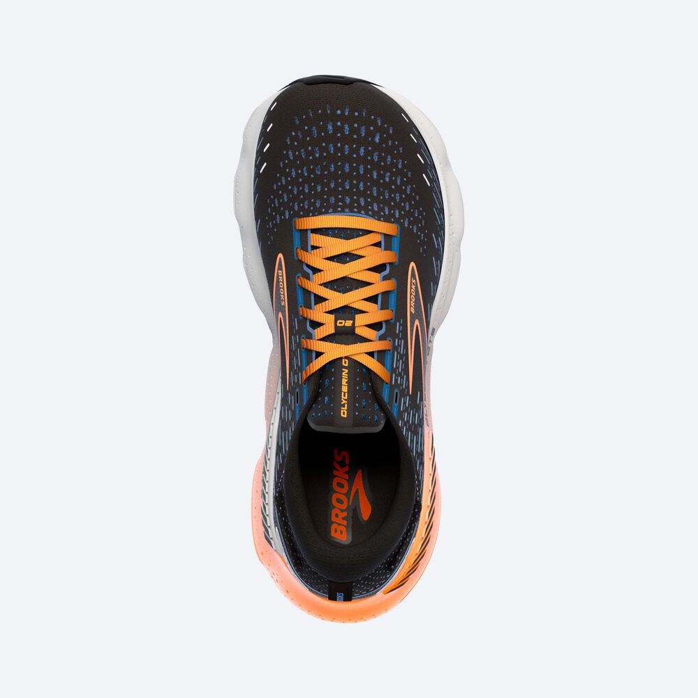 Zapatillas Running Brooks Glycerin GTS 20 Hombre Negras/Azules/Naranjas | ETV350189