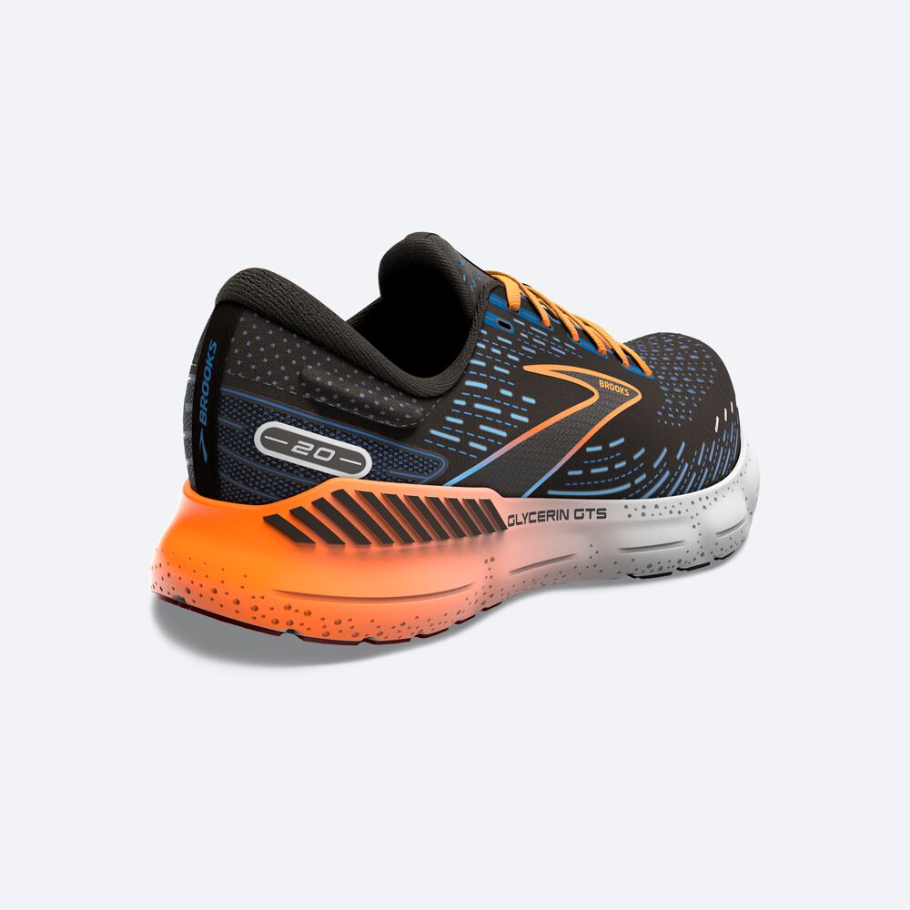 Zapatillas Running Brooks Glycerin GTS 20 Hombre Negras/Azules/Naranjas | ETV350189