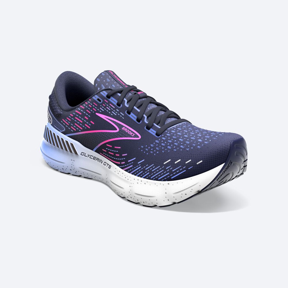 Zapatillas Running Brooks Glycerin GTS 20 Mujer Azul Marino/Azules/Rosas | VJQ296371