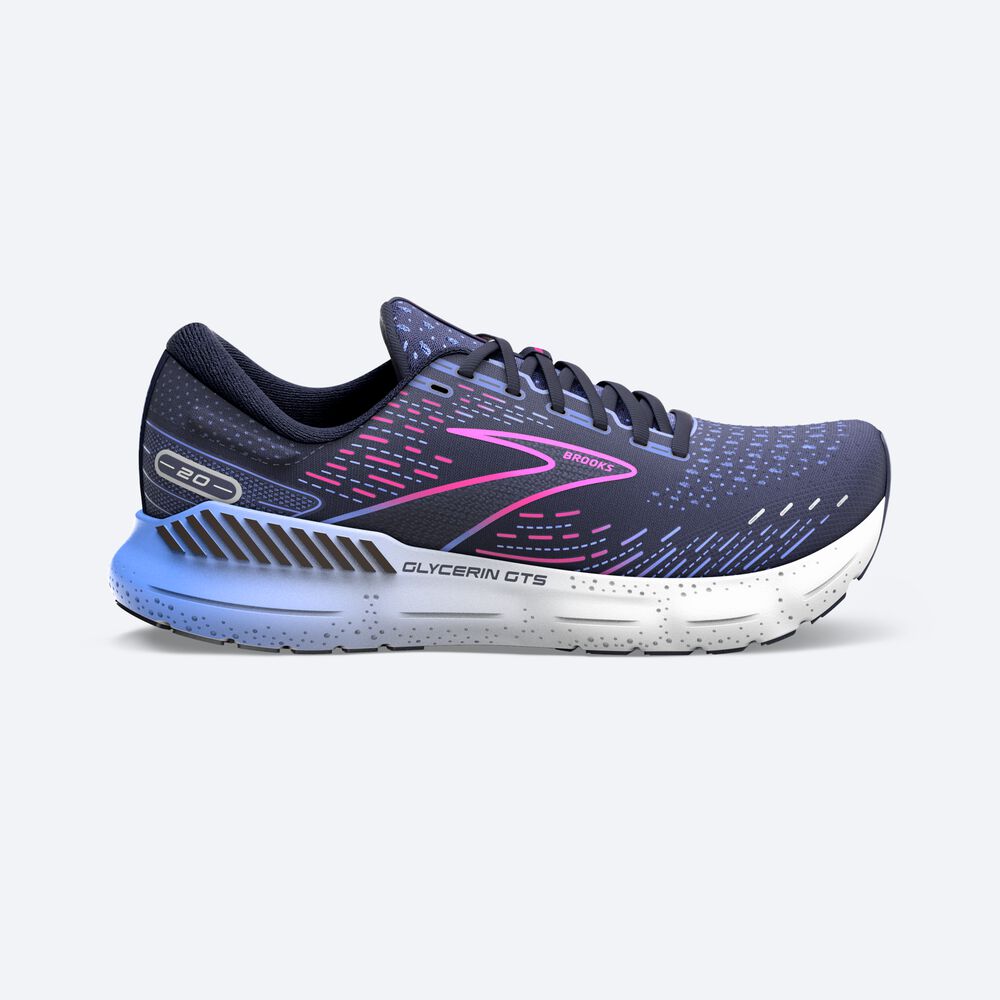 Zapatillas Running Brooks Glycerin GTS 20 Mujer Azul Marino/Azules/Rosas | VJQ296371