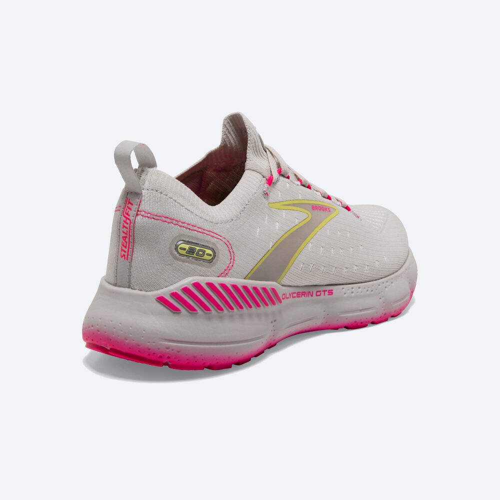 Zapatillas Running Brooks Glycerin StealthFit GTS 20 Mujer Gris/Amarillo/Rosas | OJE238475