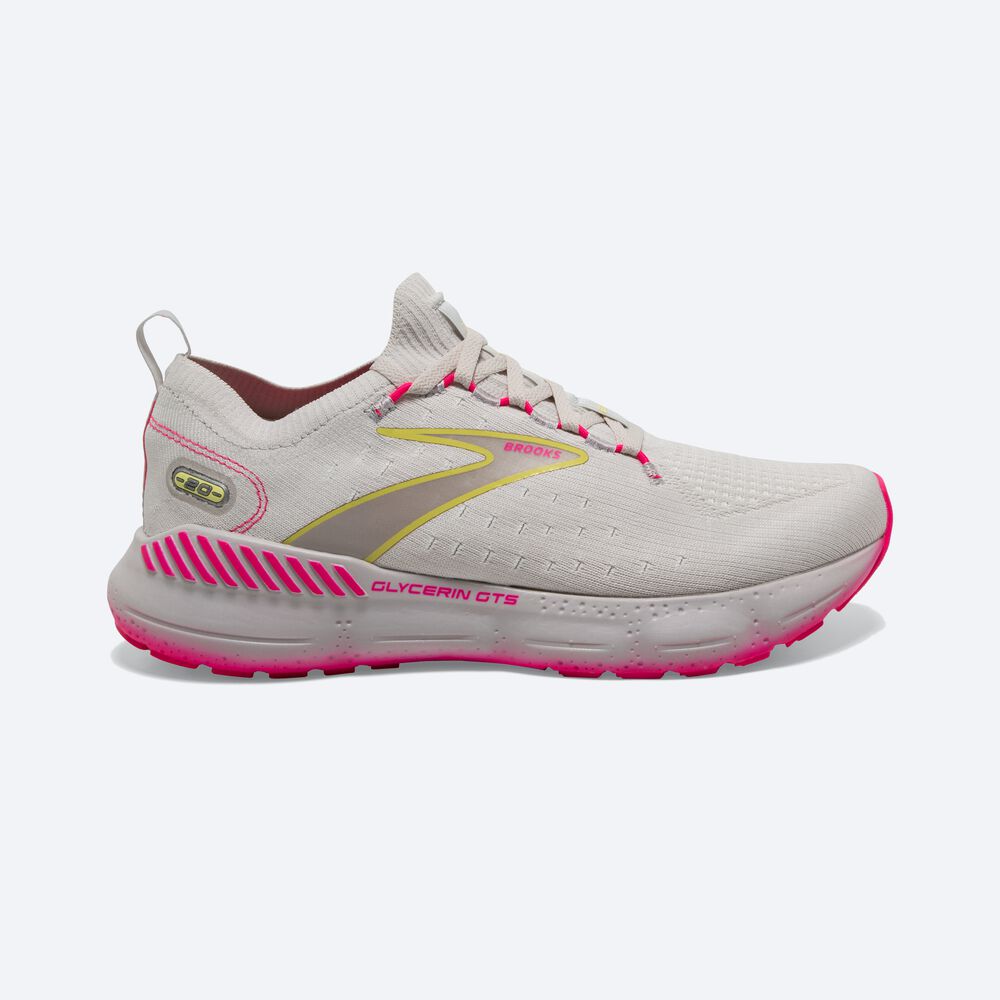 Zapatillas Running Brooks Glycerin StealthFit GTS 20 Mujer Gris/Amarillo/Rosas | OJE238475