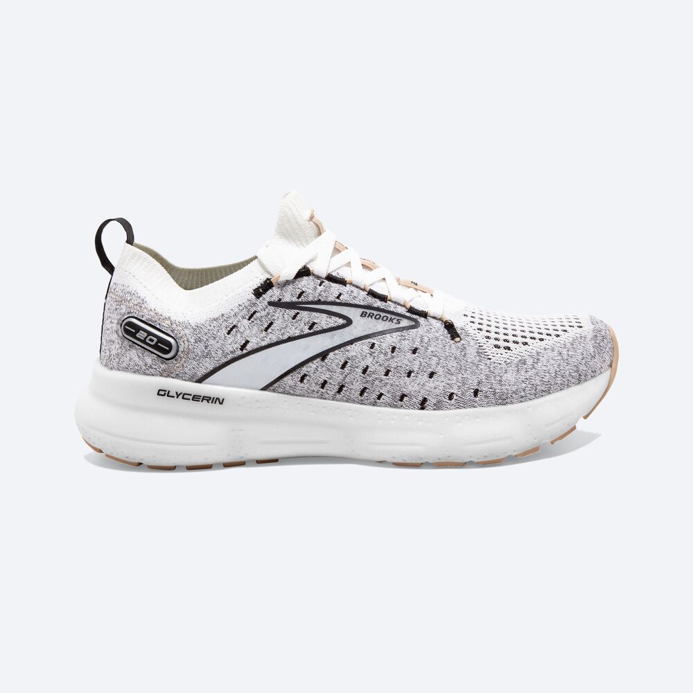 Zapatillas Running Brooks Glycerin StealthFit 20 Mujer Blancas/Negras/Creme | PKO705423