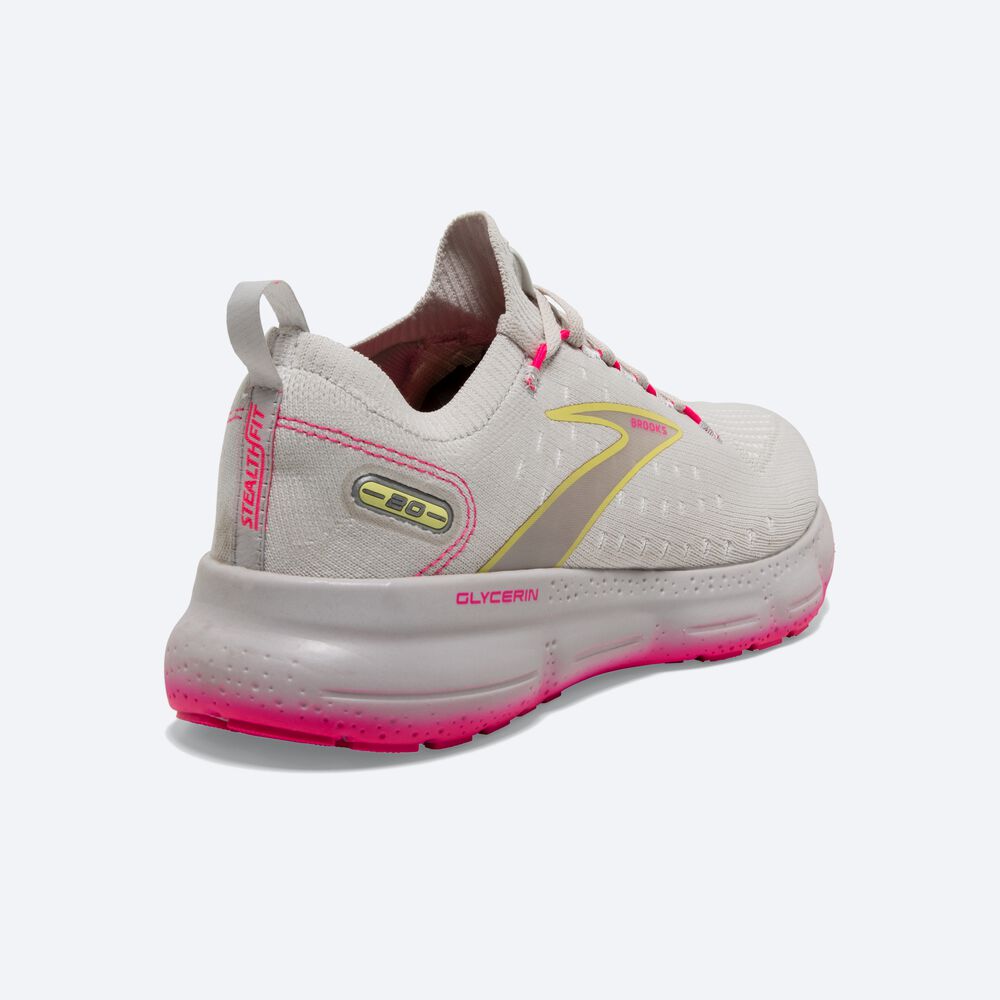 Zapatillas Running Brooks Glycerin StealthFit 20 Mujer Gris/Amarillo/Rosas | VBZ456870