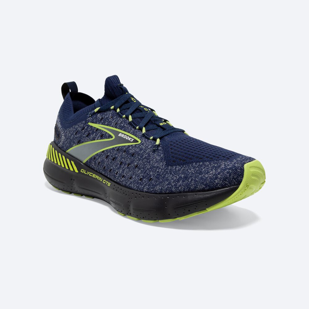 Zapatillas Running Brooks Glycerin StealthFit GTS 20 Hombre Azules/Verde Claro | XHG517384