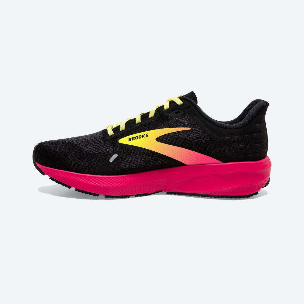 Zapatillas Running Brooks Launch 9 Hombre Negras/Rosas/Amarillo | DUS795312