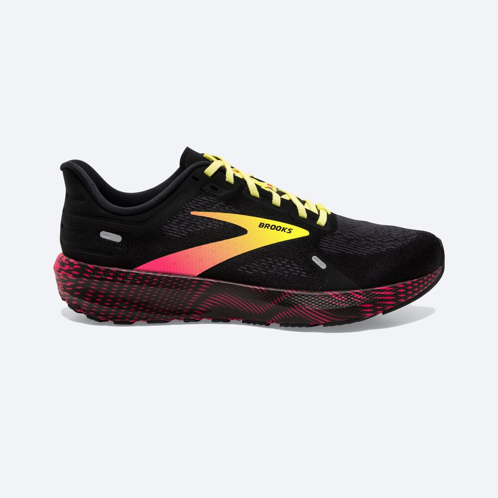 Zapatillas Running Brooks Launch 9 Hombre Negras/Rosas/Amarillo | DUS795312