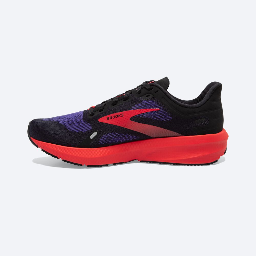 Zapatillas Running Brooks Launch 9 Hombre Negras/Azules Oscuro/Rojas | LWV027684