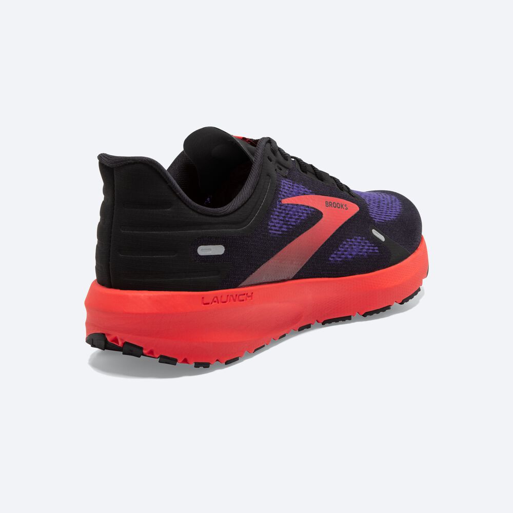 Zapatillas Running Brooks Launch 9 Hombre Negras/Azules Oscuro/Rojas | LWV027684