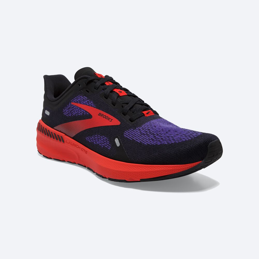 Zapatillas Running Brooks Launch GTS 9 Hombre Negras/Azules Oscuro/Rojas | DTW538071