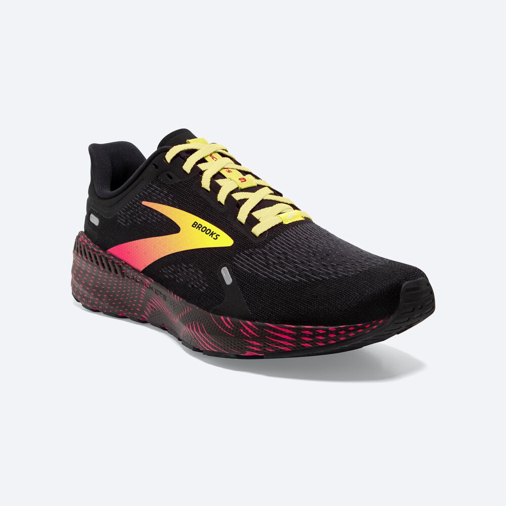 Zapatillas Running Brooks Launch GTS 9 Hombre Negras/Rosas/Amarillo | LMR752934