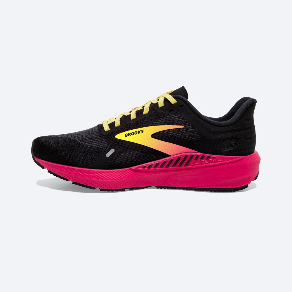 Zapatillas Running Brooks Launch GTS 9 Hombre Negras/Rosas/Amarillo | LMR752934