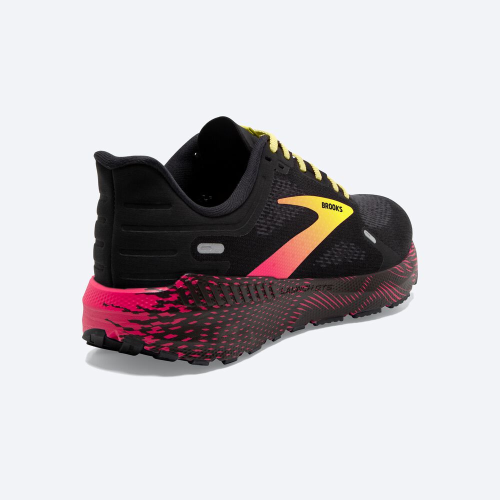 Zapatillas Running Brooks Launch GTS 9 Hombre Negras/Rosas/Amarillo | LMR752934