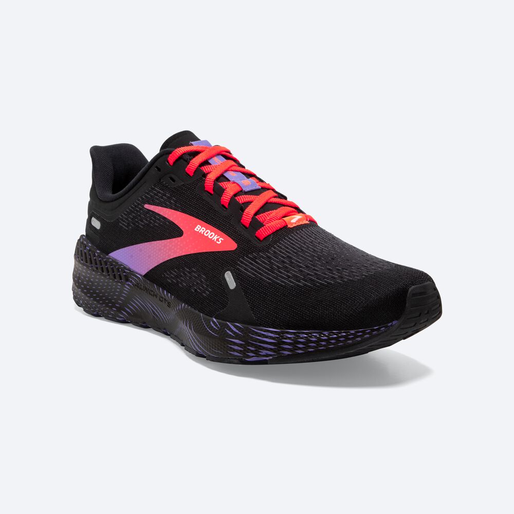 Zapatillas Running Brooks Launch GTS 9 Mujer Negras/Coral/Moradas | QHM415936