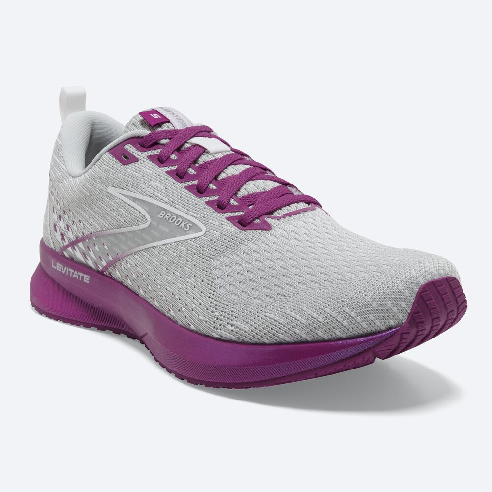 Zapatillas Running Brooks Levitate 5 Mujer Gris/Lavanda | YVO048219