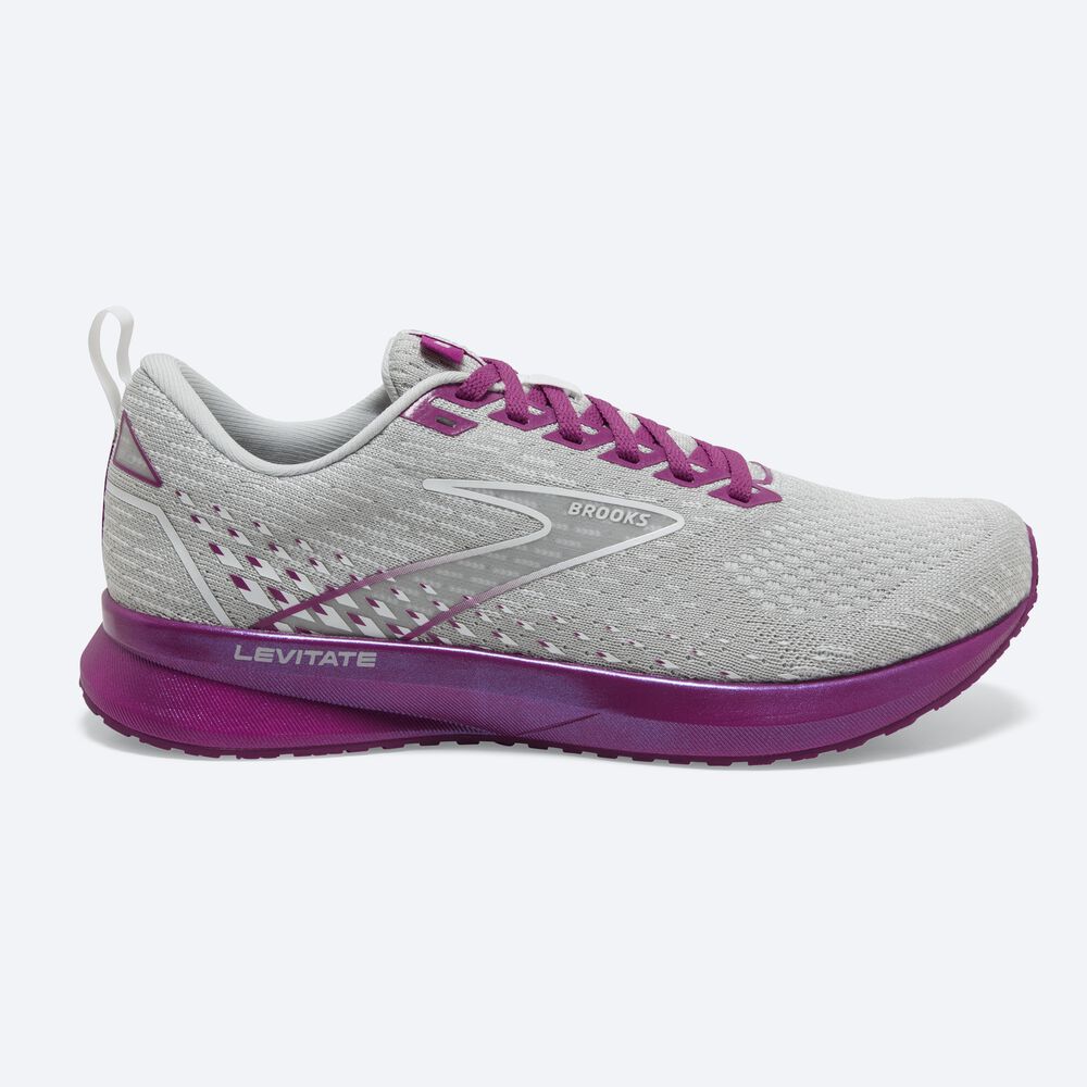 Zapatillas Running Brooks Levitate 5 Mujer Gris/Lavanda | YVO048219