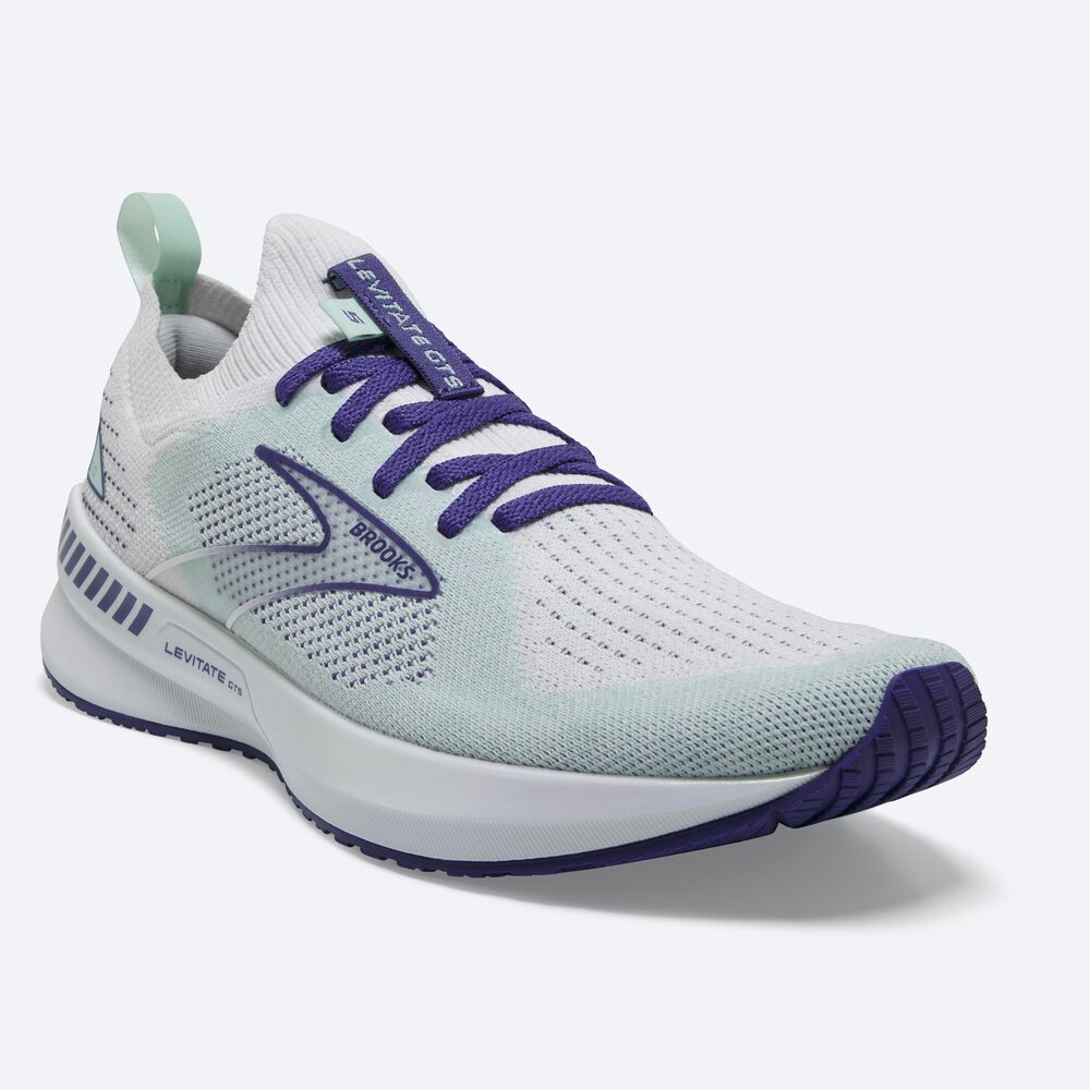 Zapatillas Running Brooks Levitate StealthFit GTS 5 Mujer Blancas/Azul Marino Azules | GYK240591