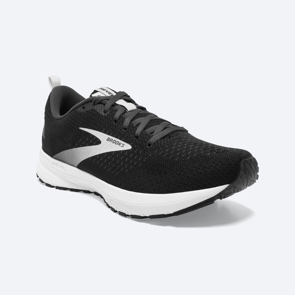 Zapatillas Running Brooks Revel 4 Hombre Negras/Plateadas | BWE831079