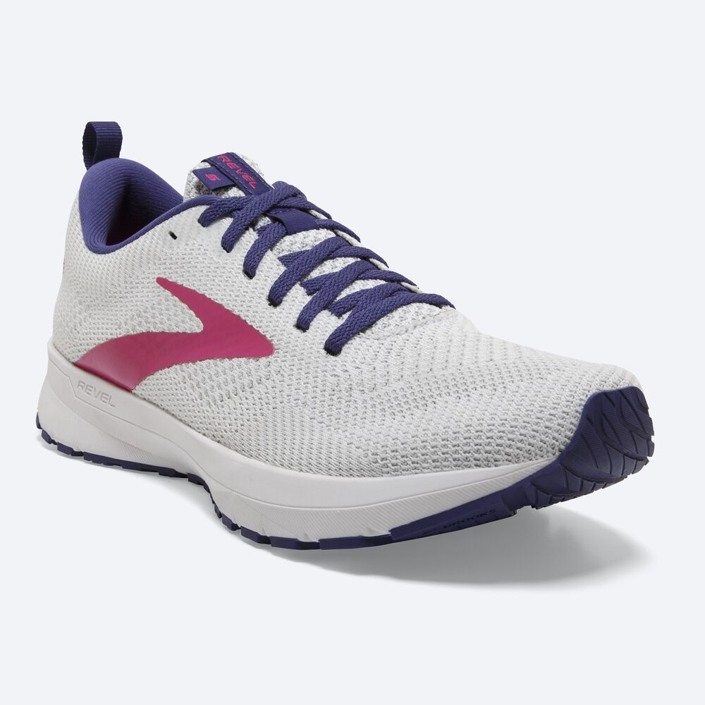 Zapatillas Running Brooks Revel 5 Mujer Blancas/Azul Marino/Rosas | RHD175309