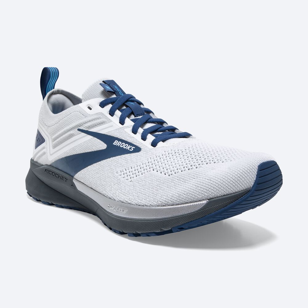 Zapatillas Running Brooks Ricochet 3 Hombre Blancas/Gris/Azules | JYL394765