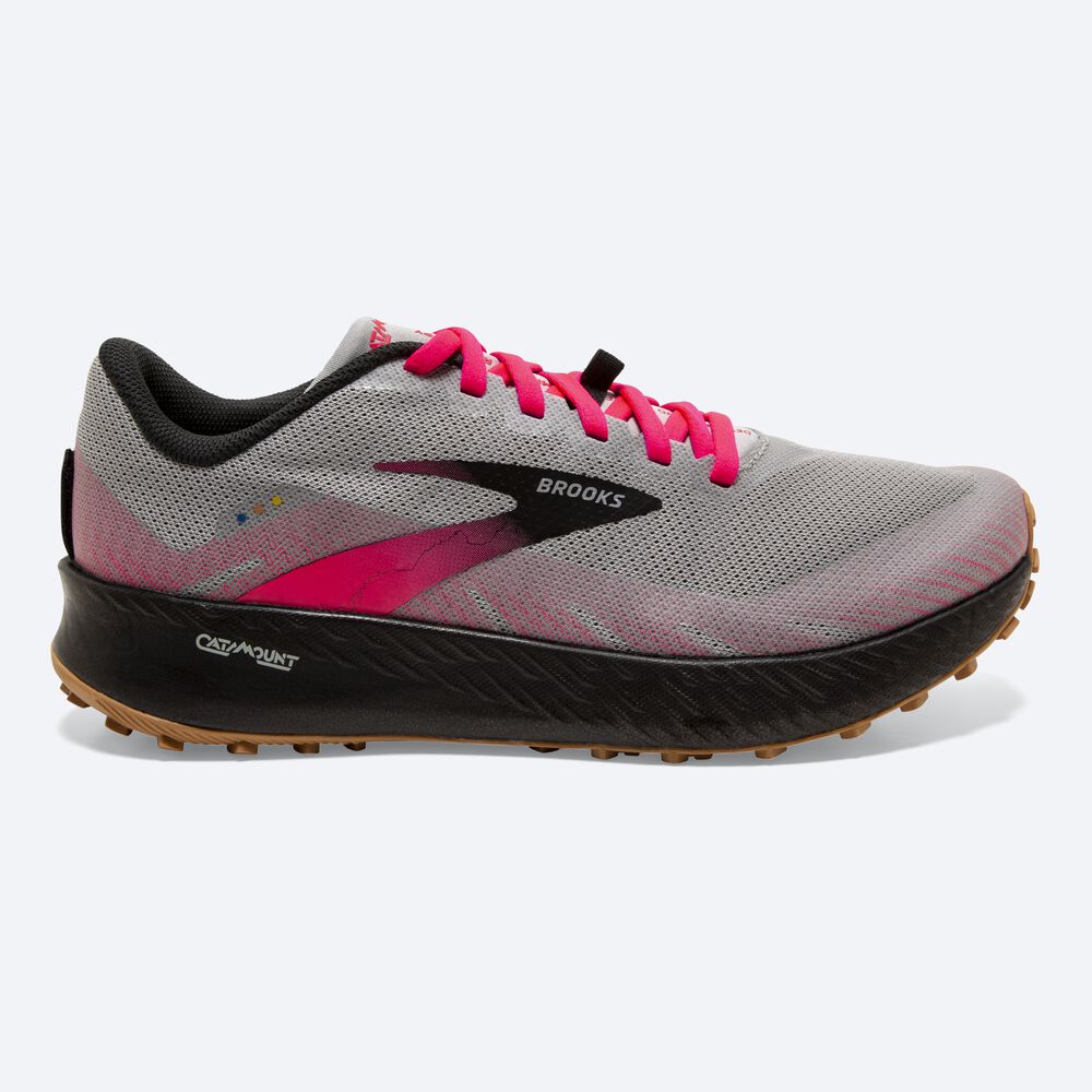 Zapatillas Trail Brooks Catamount Mujer Gris/Rosas/Negras | NUO437685