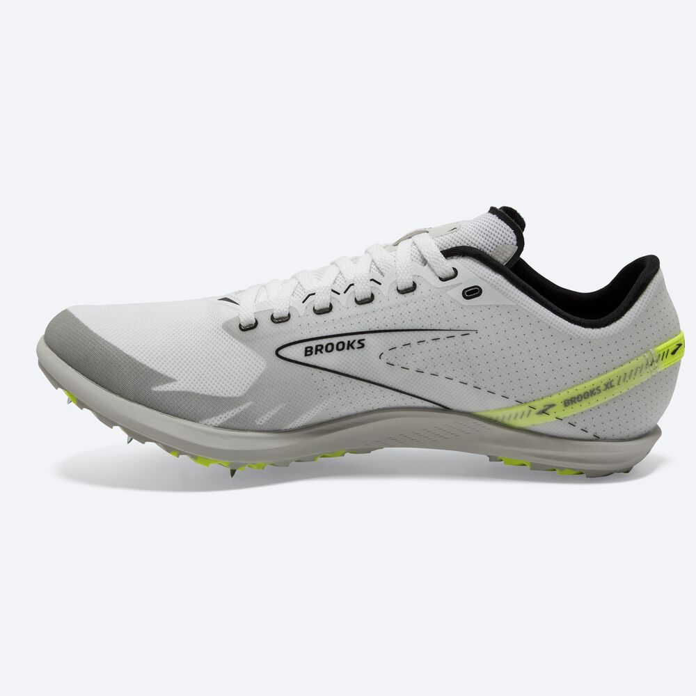 Zapatillas de Clavos Brooks Draft XC Hombre Blancas/Negras | QBV271534