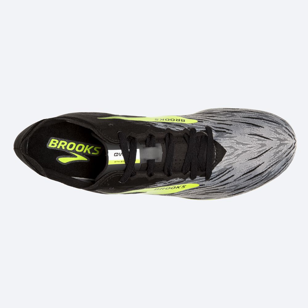 Zapatillas de Clavos Brooks QW-K v4 Hombre Negras/Gris | HEZ491036